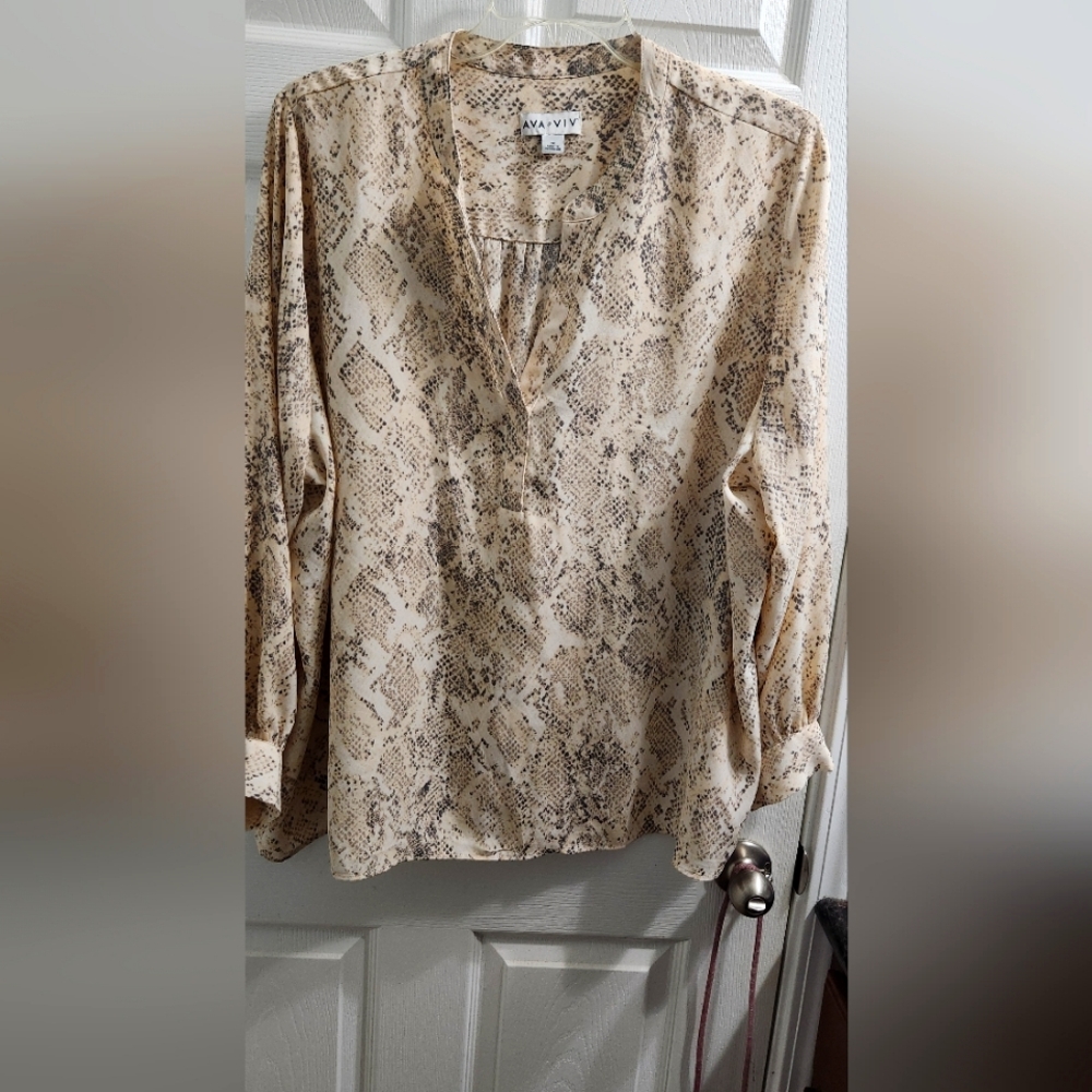 Beige Snake Print Women's Top